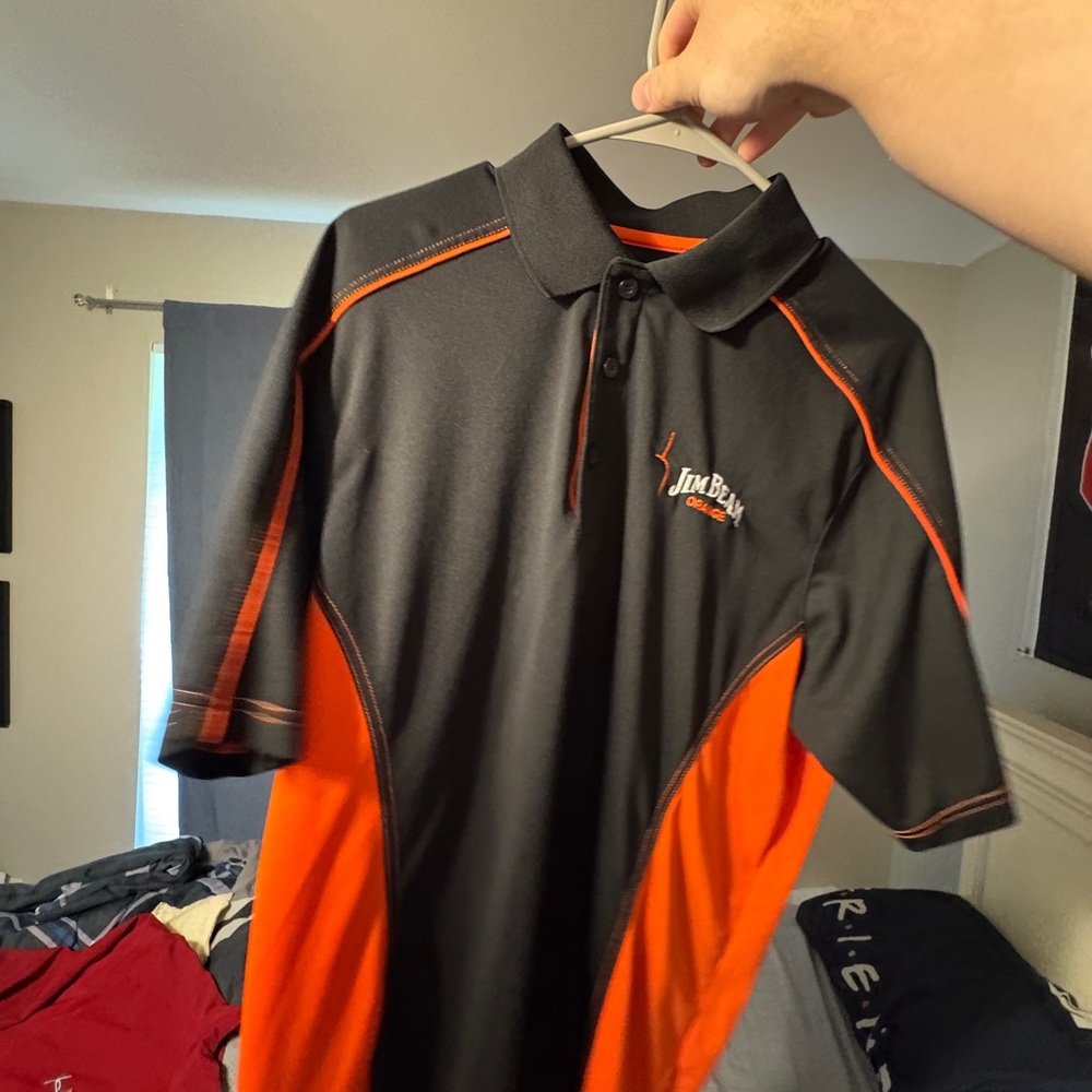 Jim Beam Black and Orange Polo Shirt